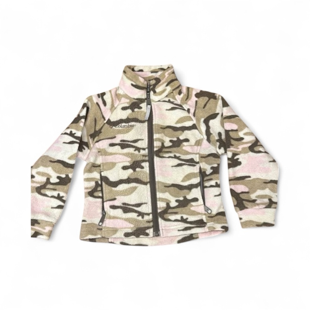 Columbia Pink Brown Fleece Jacket girls 4/5T Spring Spring Fleece